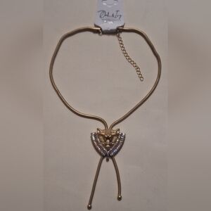 Oak & Ivy Boutique Gold Tone & Rhinestones Tiger  Necklace 15.5-18.5" NWT